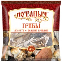 Грибы натуральные сухие, ассорти с белыми грибами, Потапыч, 45 г
