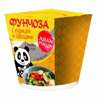 Funchoza with chicken and vegetables in Japanese sauce with sesame seeds Asian Fusion, 68 g