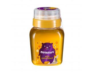 Мёд натуральный цветочный в банке с дозатором, Потапыч, 500 г