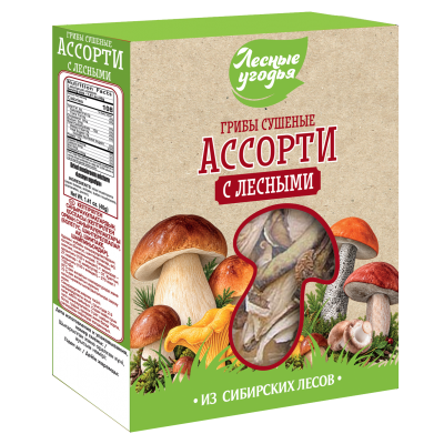 Грибы сушеные ЛЕСНЫЕ УГОДЬЯ Ассорти с лесными грибами (картон), 40 г