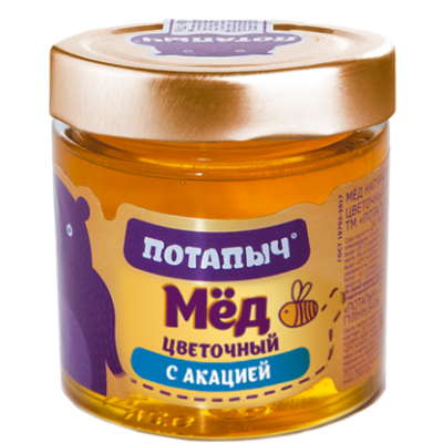 Мёд натуральный ПОТАПЫЧ цветочный с акацией, 250 г