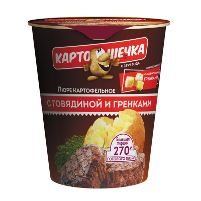 Картошечка Пюре картофельное с говядиной и гренками, 40 г
