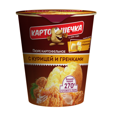 Картошечка Пюре картофельное с говядиной и гренками, 40 г