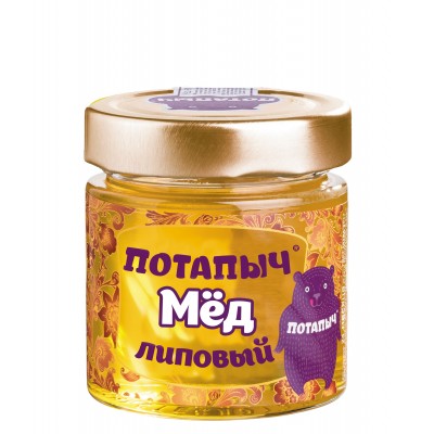 Мёд натуральный жидкий липовый, Потапыч, 250 г