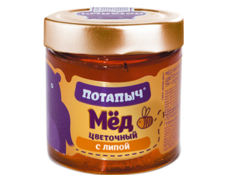 Мёд натуральный ПОТАПЫЧ цветочный с липой, 250 г