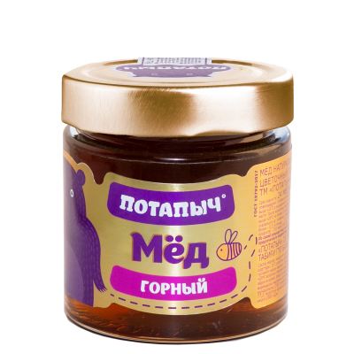 Мёд натуральный жидкий горный, Потапыч, 250 г